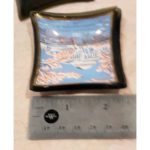 Vintage Washington DC Souvenir Mini Smoked Glass Trays Trinket Dish Set 4 - Picture 8 of 8